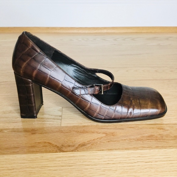 Via Spiga 90s vintage square toe croc Mary Jane’s - Picture 4 of 14